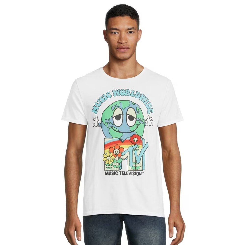 MTV “Music Worldwide” White Graphic T-Shirt